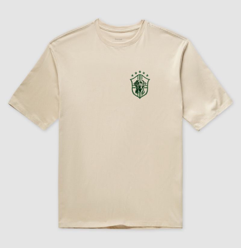Camiseta oversized off white com brasão Clube Canino PattaMansa