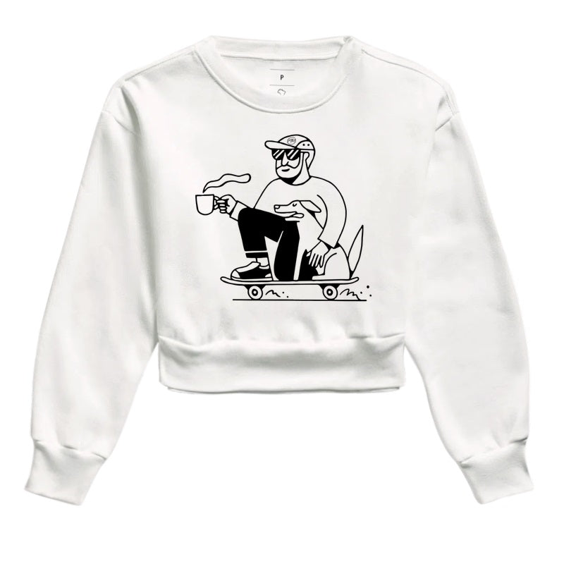 Dog, Skate & Coffee · Moletom Cropped