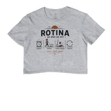 Camiseta cropped Rotina Mãe de Pet cinza da PattaMansa para tutoras de cachorro