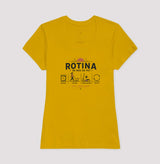 Camiseta baby look Rotina Mãe de Pet amarela da PattaMansa para tutoras de cachorro