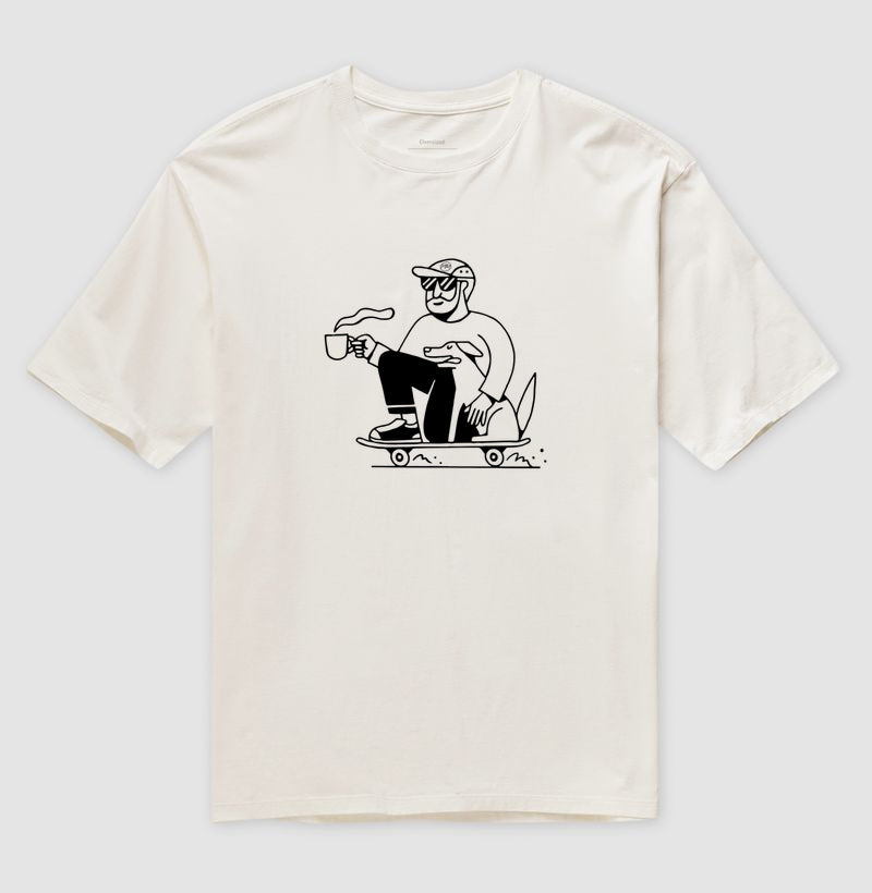 Dog, Skate & Coffee · Oversized · Unissex