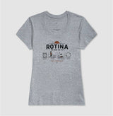 Camiseta baby look Rotina Mãe de Pet cinza da PattaMansa para tutoras de cachorro