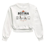 Moletom cropped Rotina Mãe de Pet branco da PattaMansa para tutoras de cachorro