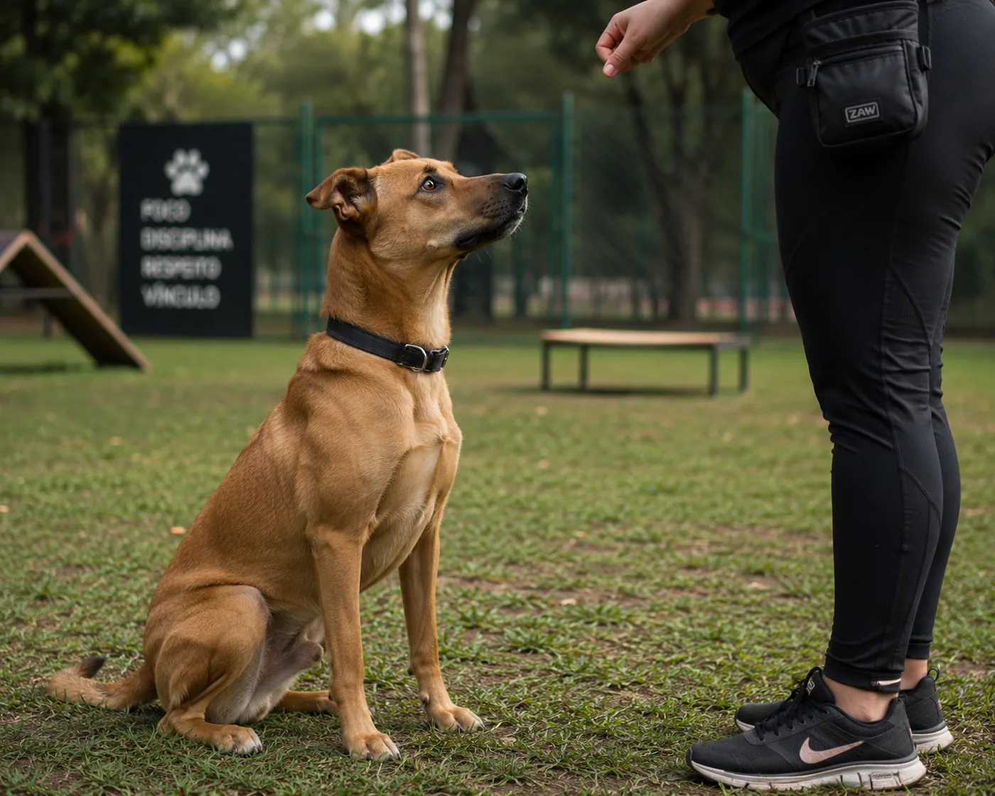 Cão caramelo em sessão de adestramento — PattaMansa